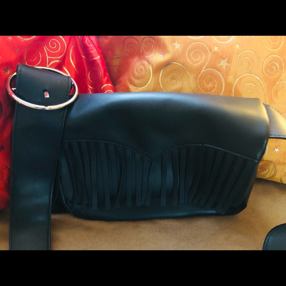 Faux Leather Bag with Fringe
